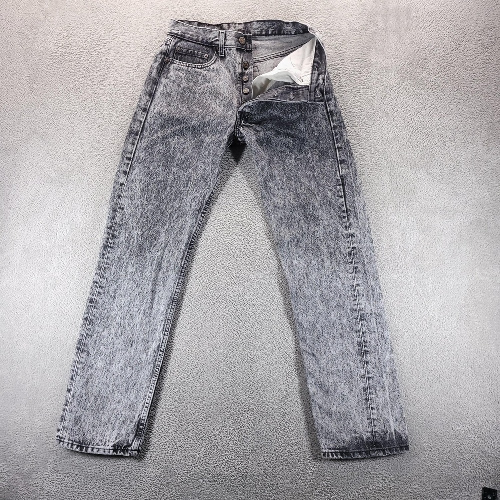 VTG Levis 501 Jeans Mens 31x32 Gray Acid Wash Button Fly Made In USA 80s